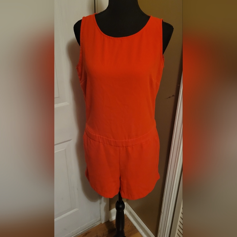 Dalia Sleeveless Orange Jumpsuit Casual Romper, Size 6